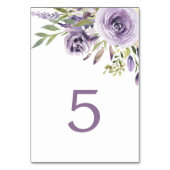 Paars Roos Floral Tabel 5 Wedingstabel Kaart (Voorkant)