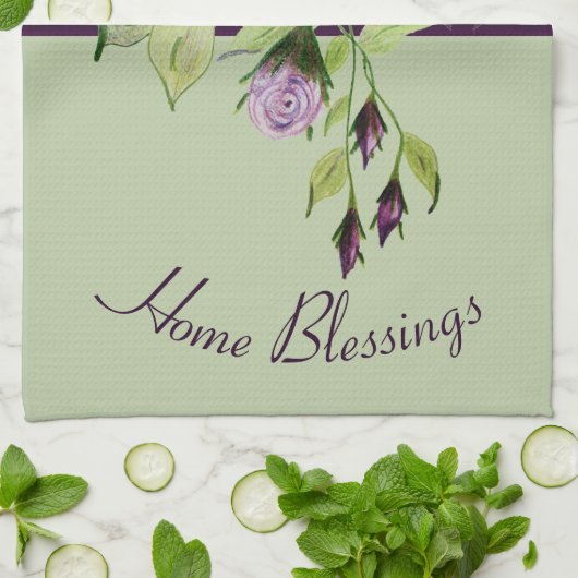 Paars Roos Floral Theedoek (Gevouwen)