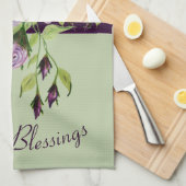 Paars Roos Floral Theedoek (Quarter Fold)