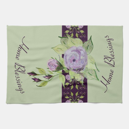 Paars Roos Floral Theedoek (Horizontaal)