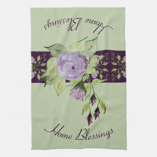 Paars Roos Floral Theedoek (Verticaal)