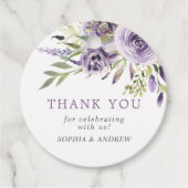 Paars Roos Floral Wedding Favor Labels (Voorkant)