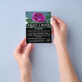 Paars Roos, Florist, gebladerte Adverteren Flyer (Hand)