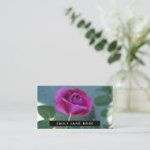 Paars Roos, gebladerd Visitekaartje (Staand voorkant)
