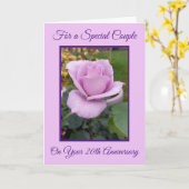 Paars Roos Gepersonaliseerd 20e bruiloft Jubileum Kaart (Gele Bloem)