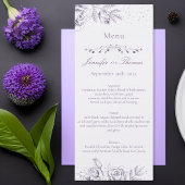 Paars Roos Glitter Confetti Wedding Menu