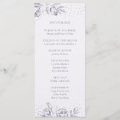 Paars Roos Glitter Confetti Wedding Programmakaart (Achterkant)