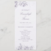 Paars Roos Glitter Confetti Wedding Programmakaart (Voorkant)