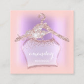 Paars Roos Glitter Diamond Cloth Hanger Boutique Vierkante Visitekaartje (Voorkant)