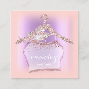 Paars Roos Glitter Diamond Cloth Hanger Boutique Vierkante Visitekaartje