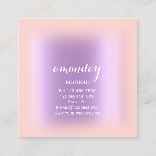 Paars Roos Glitter Diamond Cloth Hanger Boutique Vierkante Visitekaartje (Achterkant)