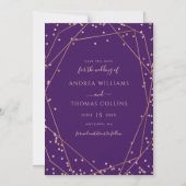 Paars Roos Gold Glitter Geometric Save the Date Magnetische Uitnodiging (Voorkant)