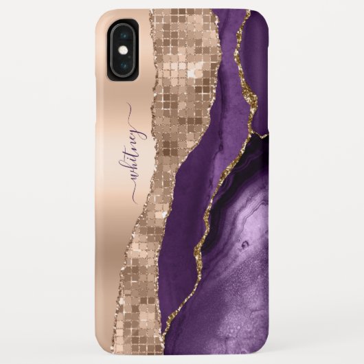 Paars Roos Gold Liquid Ink Marble Elegant Case-Mate iPhone Case (Achterkant)