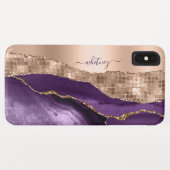 Paars Roos Gold Liquid Ink Marble Elegant Case-Mate iPhone Case (Achterkant (horizontaal))