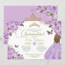 Paars Roos Gold Tiara Butterflies Quinceanera
