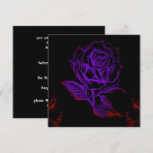 Paars Roos Gothic Birthday Uitnodiging (Voorkant / Achterkant)