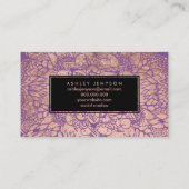 Paars roos goudboho mandala haartypografie visitekaartje (Achterkant)