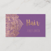 Paars roos goudboho mandala haartypografie visitekaartje (Voorkant)