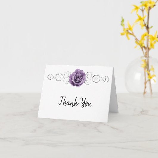 Paars Roos Hartelijk dank Kaart (Gele Bloem)