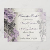  Paars Roos huwelijk sparen de Datum Save The Date (Voorkant / Achterkant)