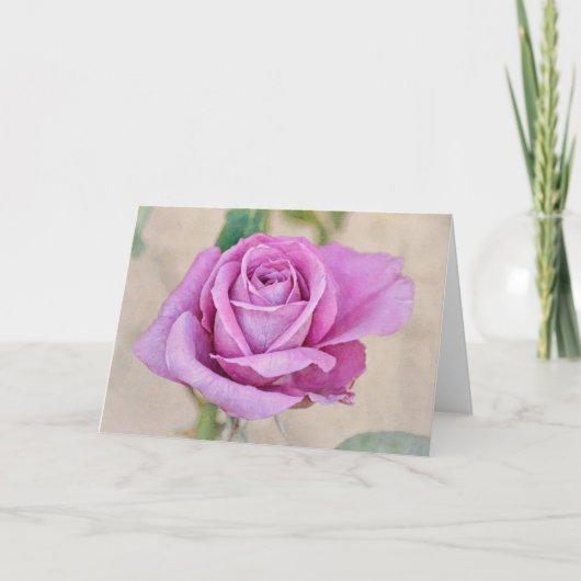Paars Roos in Bloom Art Note Card Kaart (Voorkant)