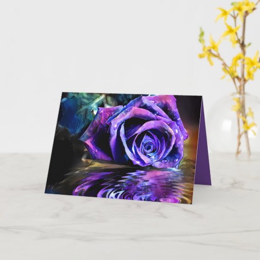 Paars Roos Kaart (Gele Bloem)