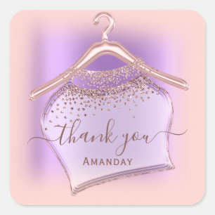 Paars Roos Kast Hanger Crystals Glitter Boutique Vierkante Sticker