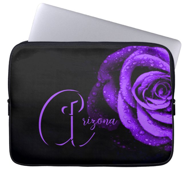 Paars Roos Laptop Sleeve (Voorkant)