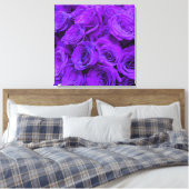 Paars Roos, levendige paarse blauwe bloemen Canvas Afdruk (Insitu (Slaapkamer))