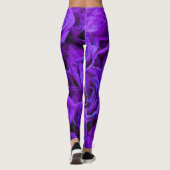 Paars Roos, levendige paarse blauwe bloemen Leggings (Achterkant)