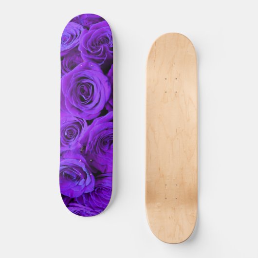 Paars Roos, levendige paarse blauwe bloemen Persoonlijk Skateboard (Voorkant)