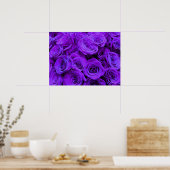 Paars Roos, levendige paarse blauwe bloemen Poster (Keuken)