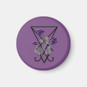 Paars Roos Lucifer Symbol Gothic Occult Magneet (Voorkant)