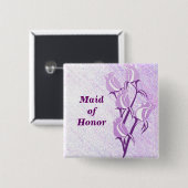 Paars Roos Maid of Honor Button Pin (Voorkant /achterkant)