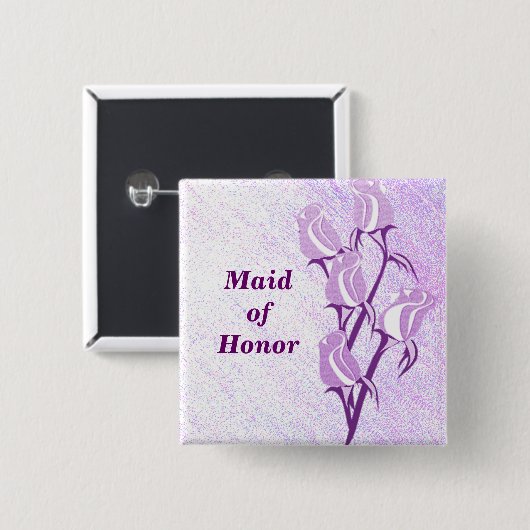 Paars Roos Maid of Honor Button Pin (Voorkant /achterkant)