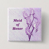 Paars Roos Maid of Honor Button Pin (Voorkant)