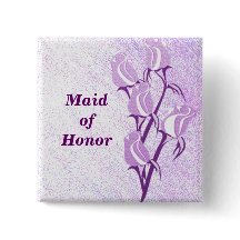Paars Roos Maid of Honor Button Pin