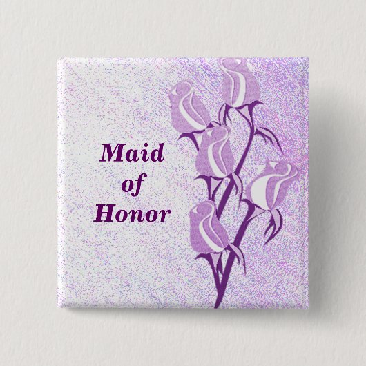 Paars Roos Maid of Honor Button Pin (Voorkant)