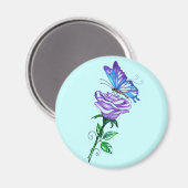 Paars Roos met vlinder Magneet (Voorkant / Achterkant)