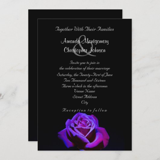 Paars Roos met waterdruppels Kaart (Voorkant / Achterkant)