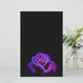 Paars Roos met waterdruppels op zwarte achtergrond Briefpapier (Staand voorkant)