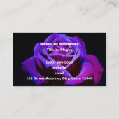 Paars Roos met waterdruppels op zwarte achtergrond Visitekaartje (Achterkant)