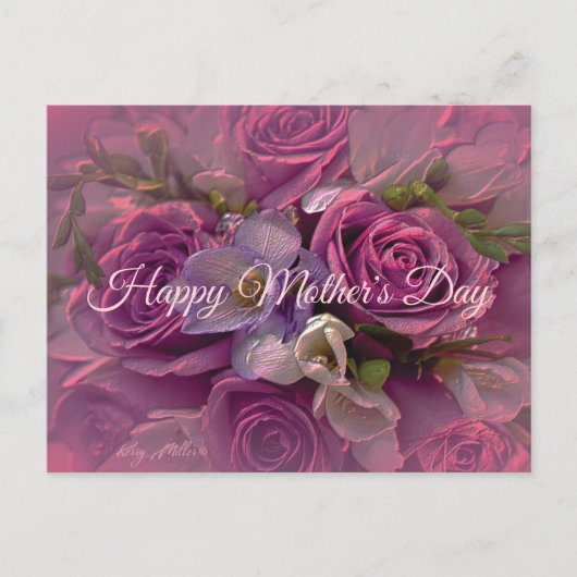 Paars Roos Moederdag Briefkaart (Voorkant)