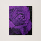 Paars Roos op Black Jigzaag Puzzle Legpuzzel (Verticaal)