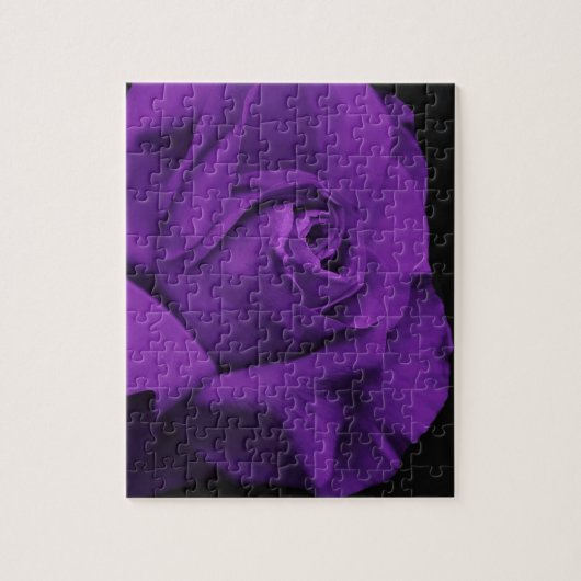 Paars Roos op Black Jigzaag Puzzle Legpuzzel (Verticaal)