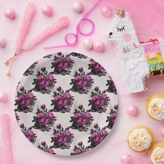 Paars Roos Papieren Bordje (Feest)