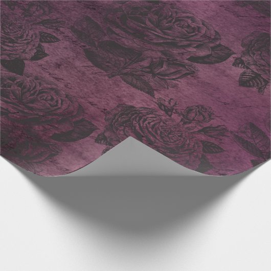  Paars Roos patroon Cadeaupapier (Hoek)