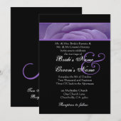 Paars Roos Petals Black Wedding Metallic Paper Kaart (Voorkant / Achterkant)