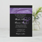 Paars Roos Petals Black Wedding Metallic Paper Kaart (Staand voorkant)