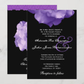 PAARS Roos Petals Wedding Invitation F202 Kaart (Voorkant / Achterkant)